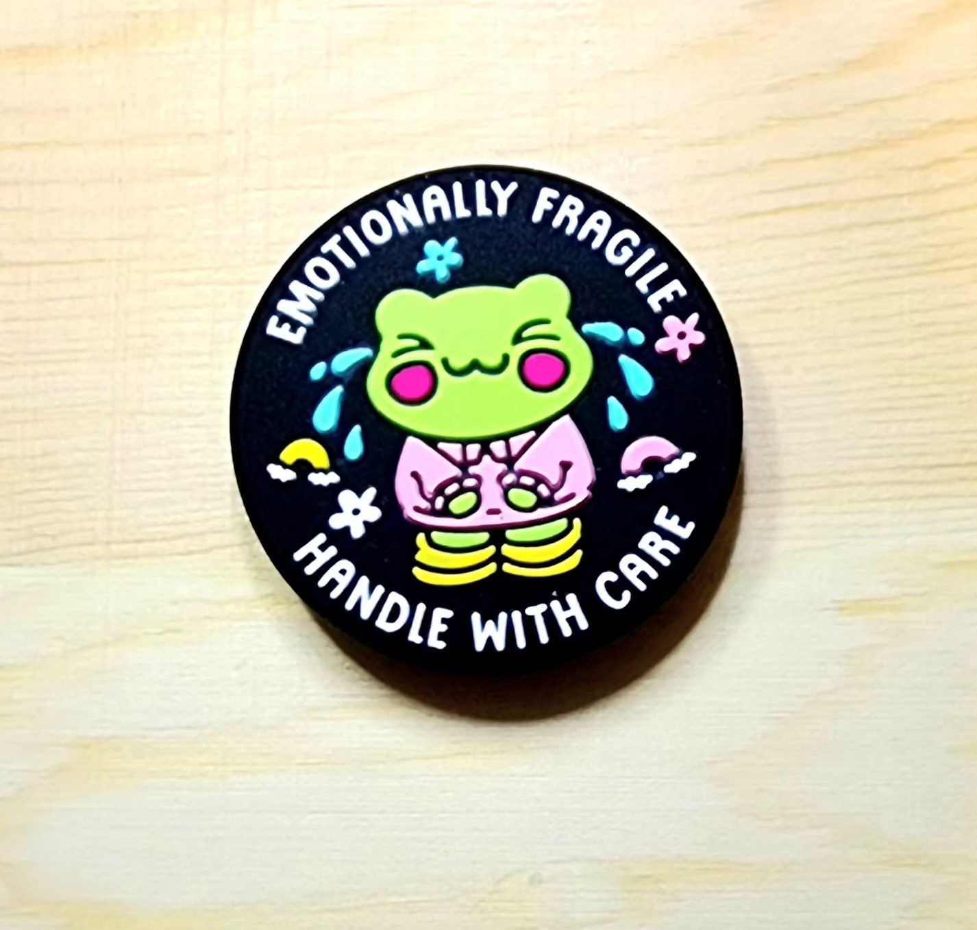 Emotionally Fragile Handle With Care Frog Silicone Focal Bead