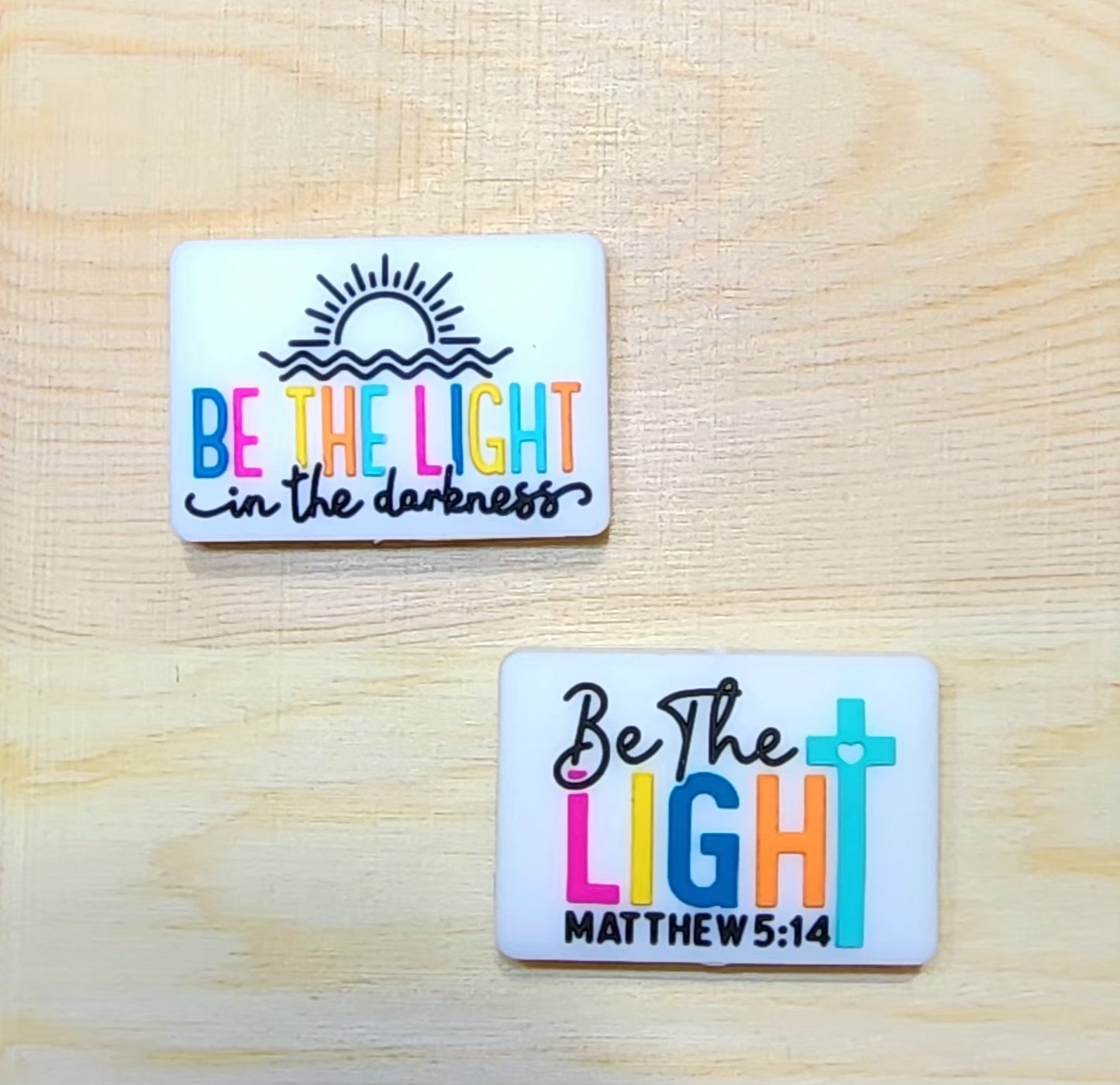 Be the light in the darkness - Be the light Mathew 5:14 - silicone focal bead - double-sided focal bead - A12