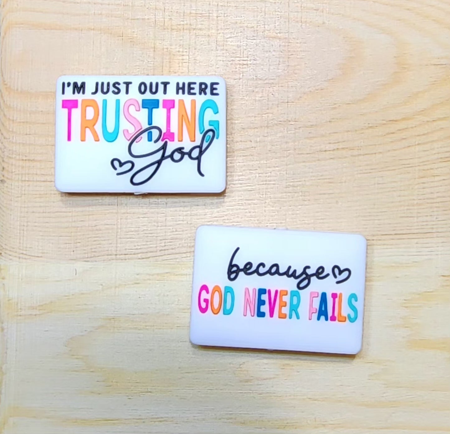 I'm just here trusting God because God never fails - silicone focal bead - double-sided focal bead - A32