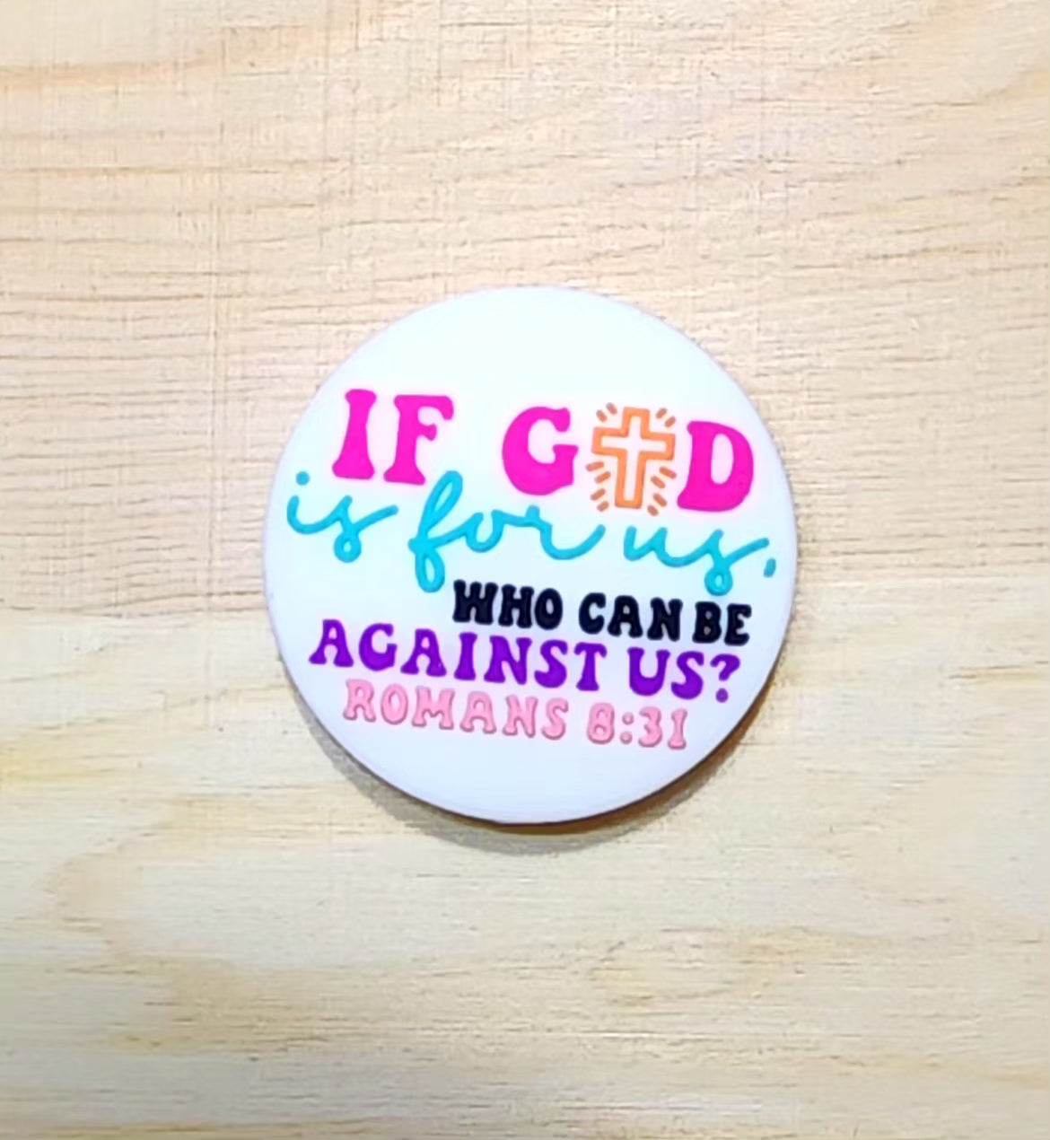 If God is for us who can be against us - Romans 8:31 - silicone focal bead - A226