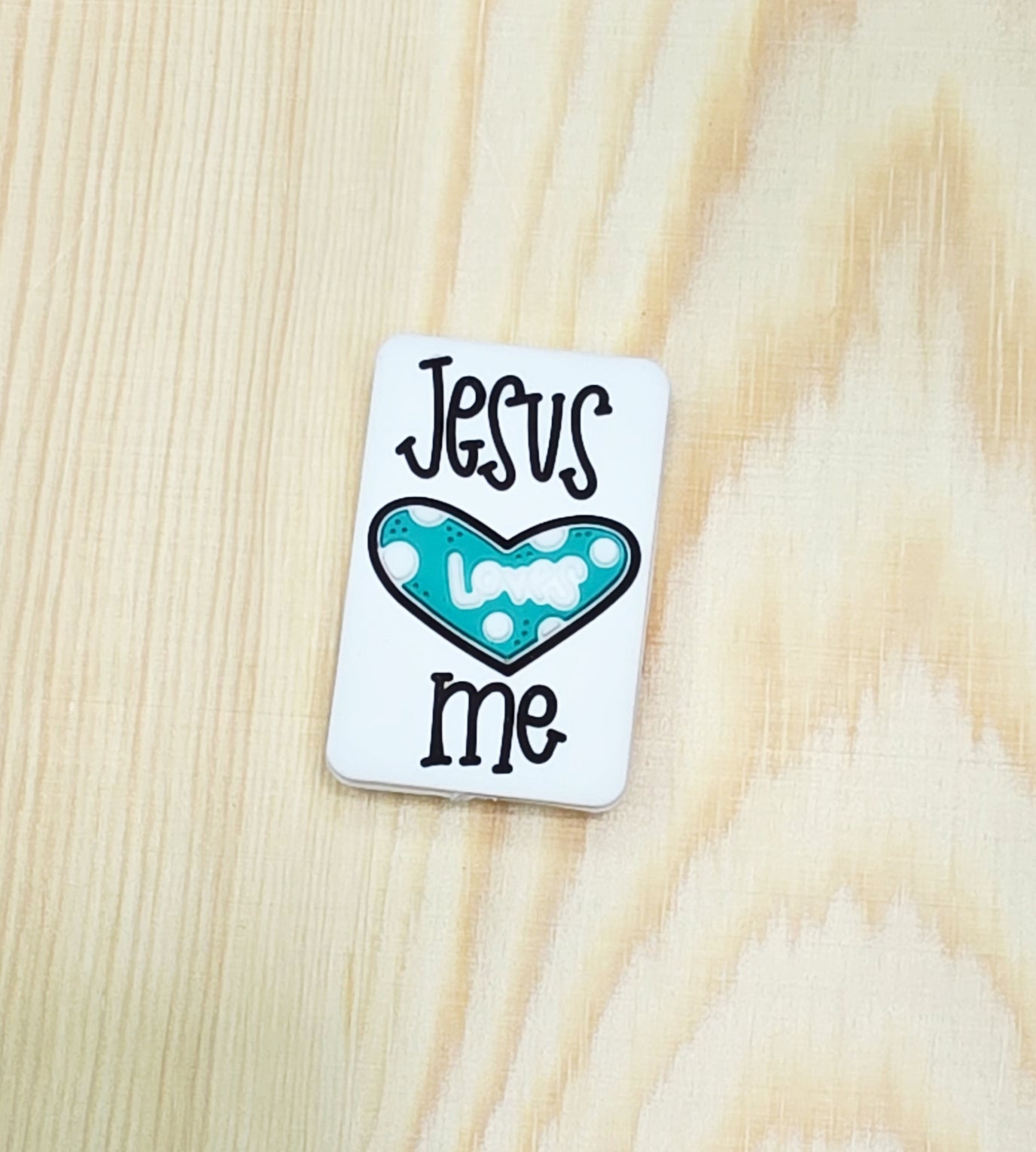 Jesus loves me silicone focal bead - A158b