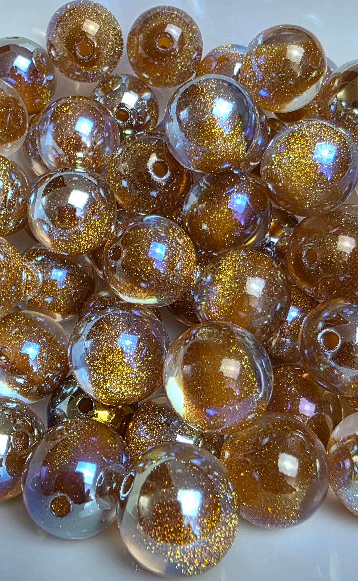 Bronze Glitter Shimmer Acrylic Beads – 16mm – 10 Pack