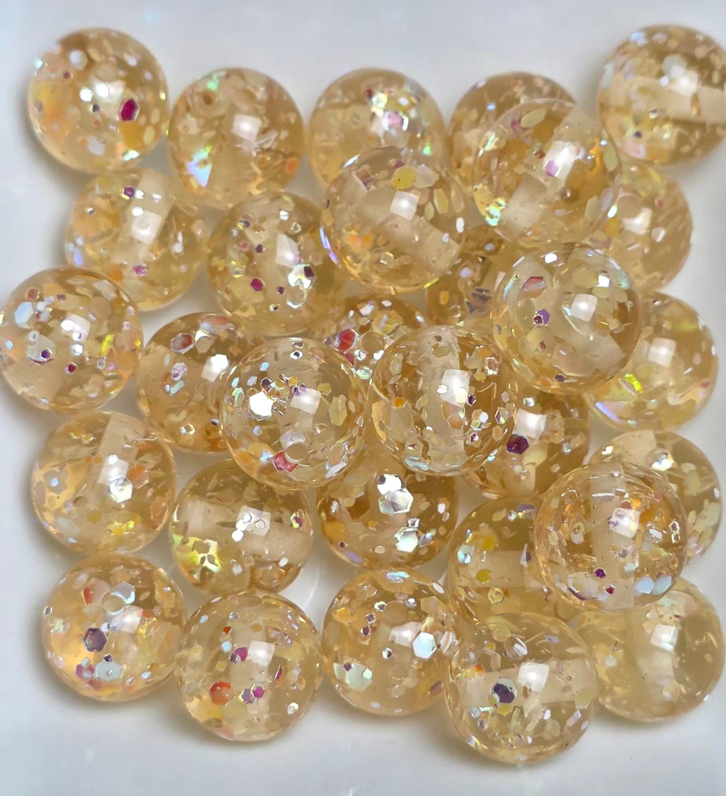 Honey Fizz – 16mm Glow-in-the-Dark Glitter Acrylic Beads – 10 Pack