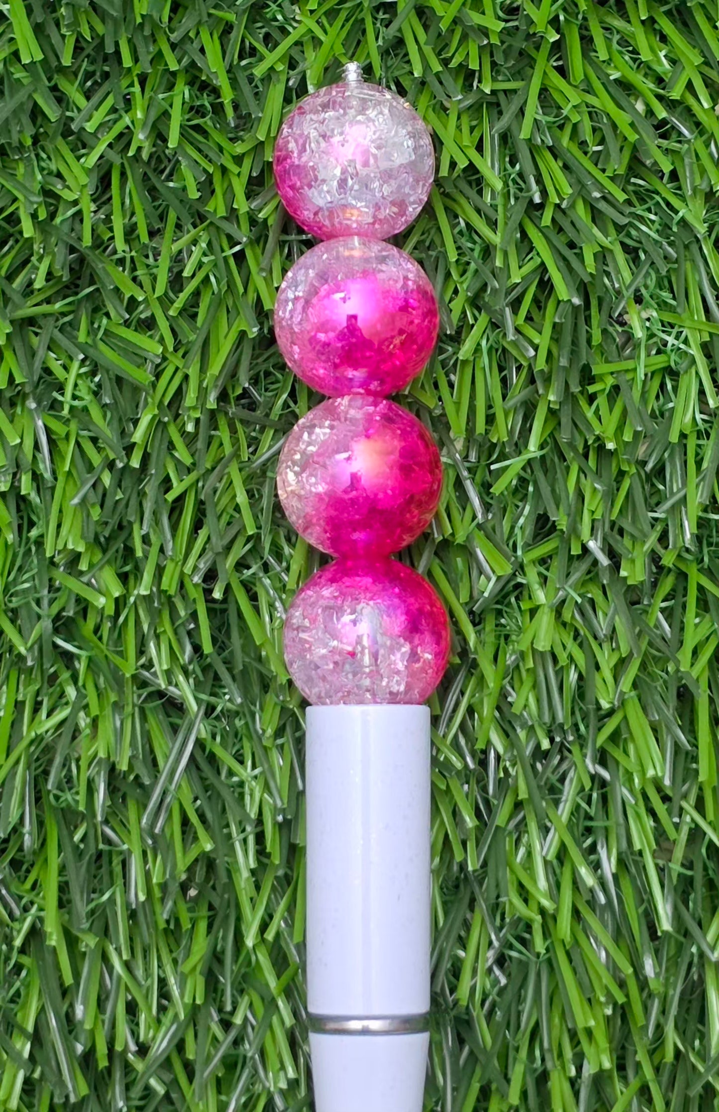 16MM Hot Pink Clear Two-Tone Iridescent Crackle Acrylic Beads ā 5 Piece Pack