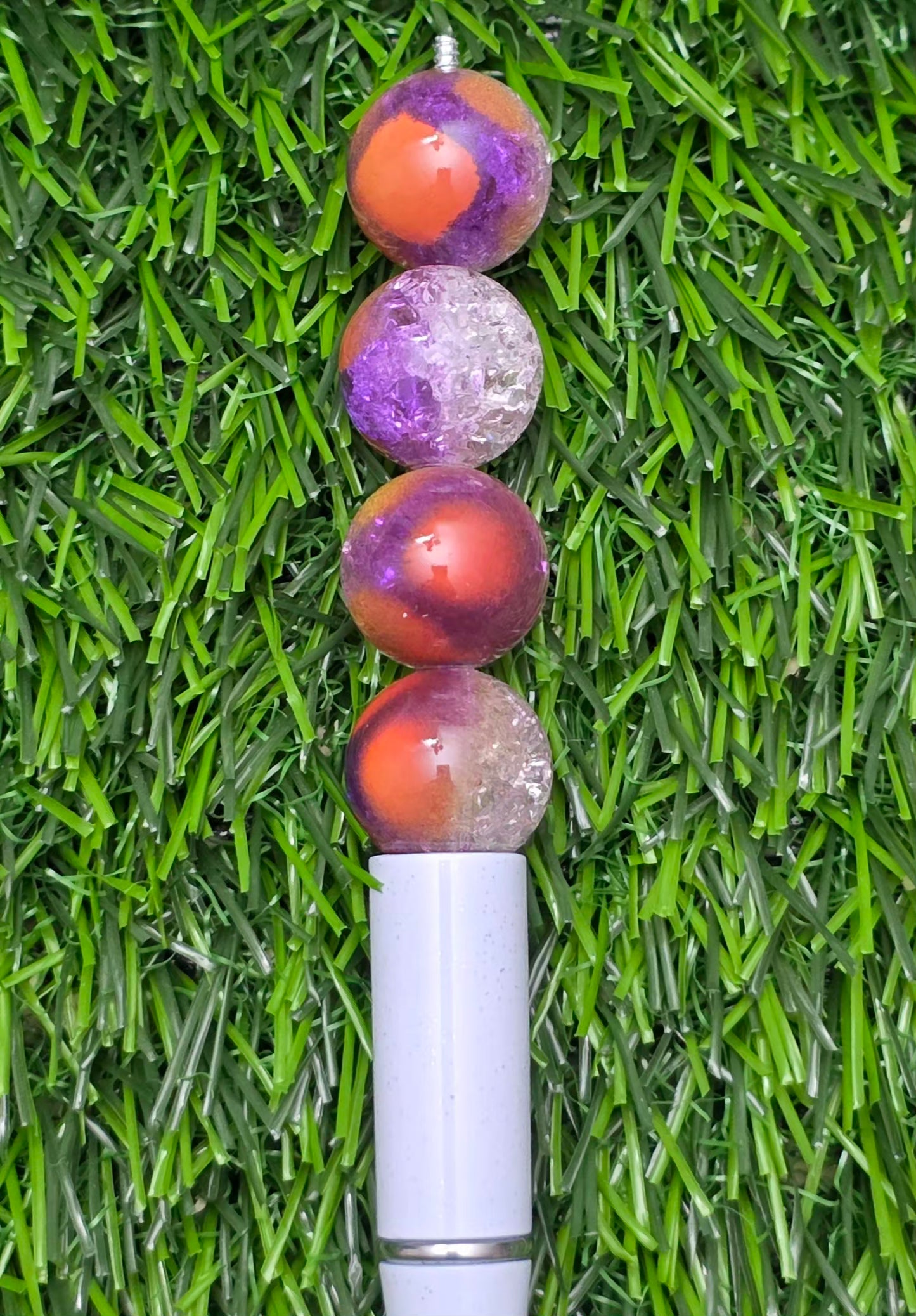 16MM Purple Orange Clear Mixed Finish Crackle Acrylic Beads โ 5 Piece Pack