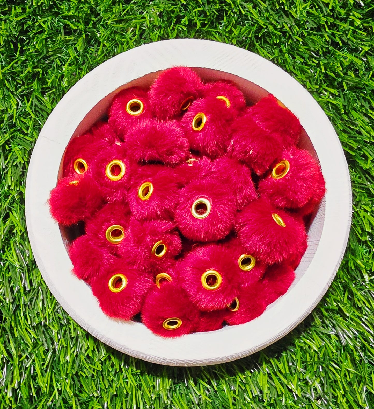 Dark red fluffy beads - fluffy spacer 20mm