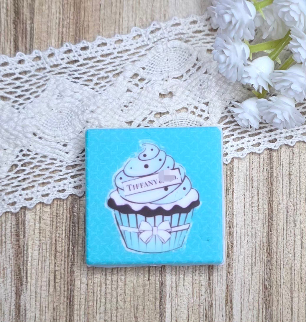 Luxury Inspired Blue Cupcake Silicone Focal Bead