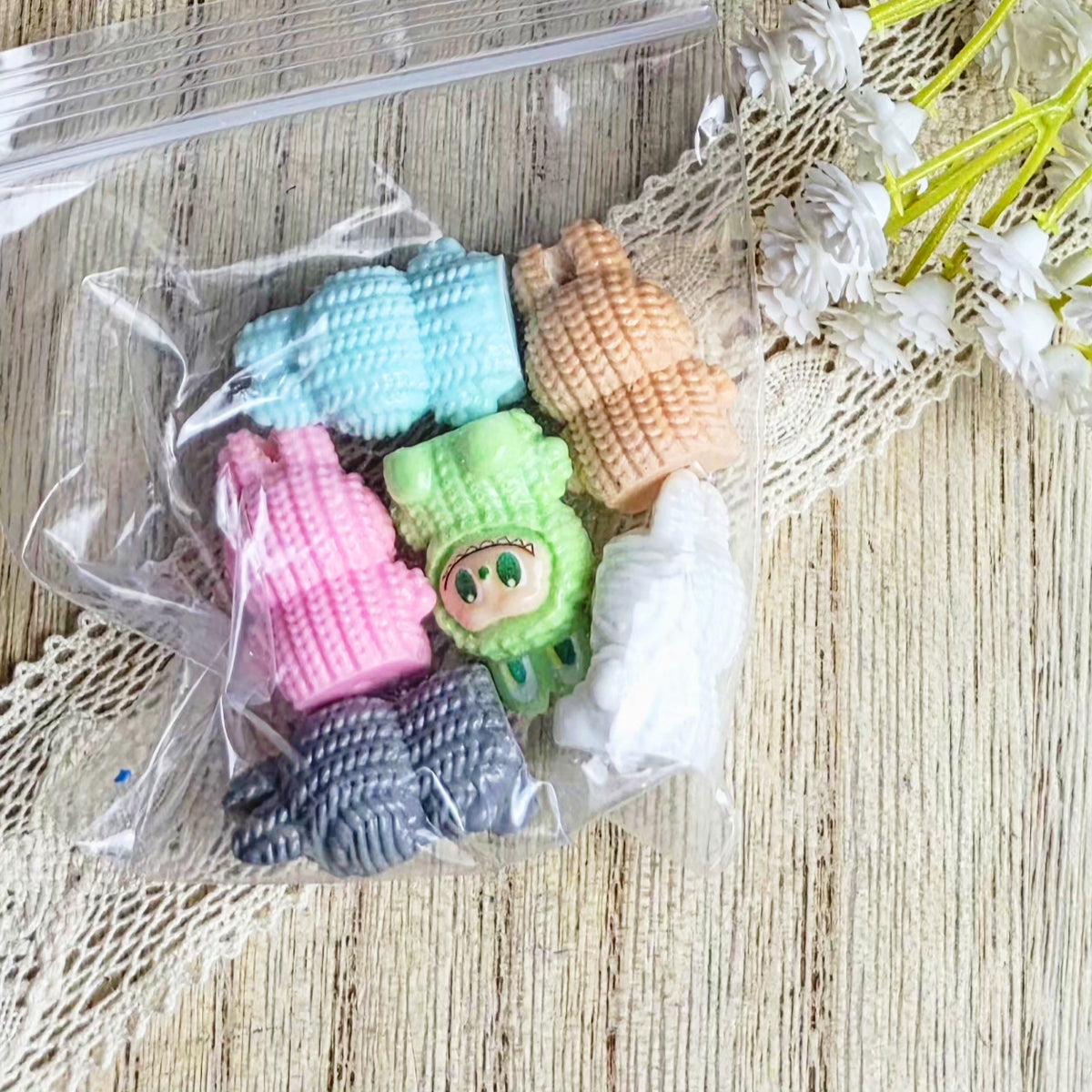 Colorful Textured Character Embellishment Mix – 6 Pack