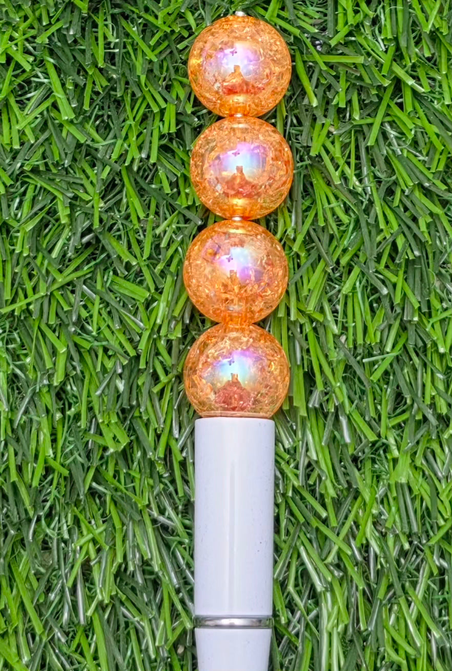 16MM Orange Iridescent Crackle Acrylic Beads ā 6 Piece Pack