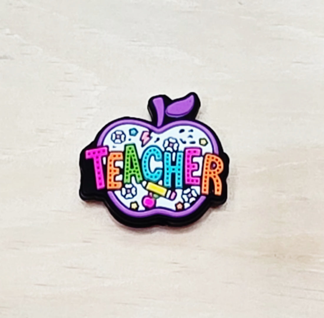 Colorful teacher Apple silicone focal bead A263
