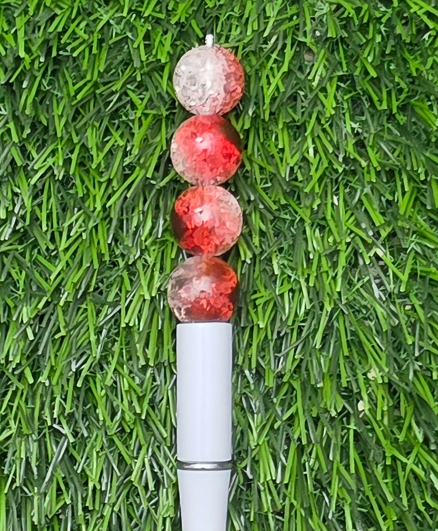 16MM Red & Champagne Crackle Acrylic Beads – 5 Piece Pack