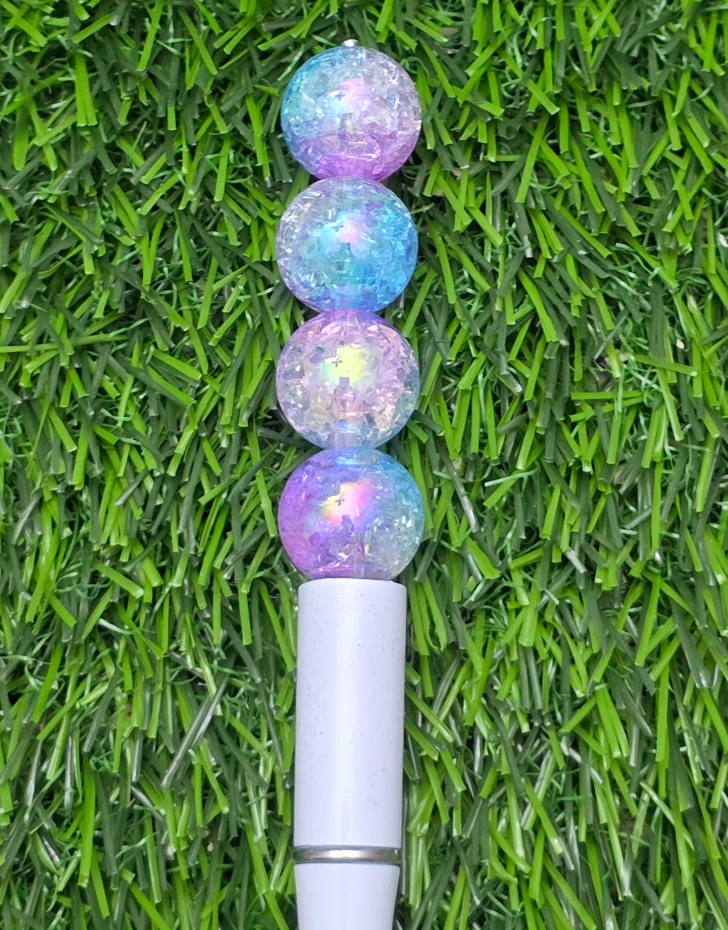 16MM Blue Purple Clear Three-Tone Iridescent Crackle Acrylic Beads ā 5 Piece Pack