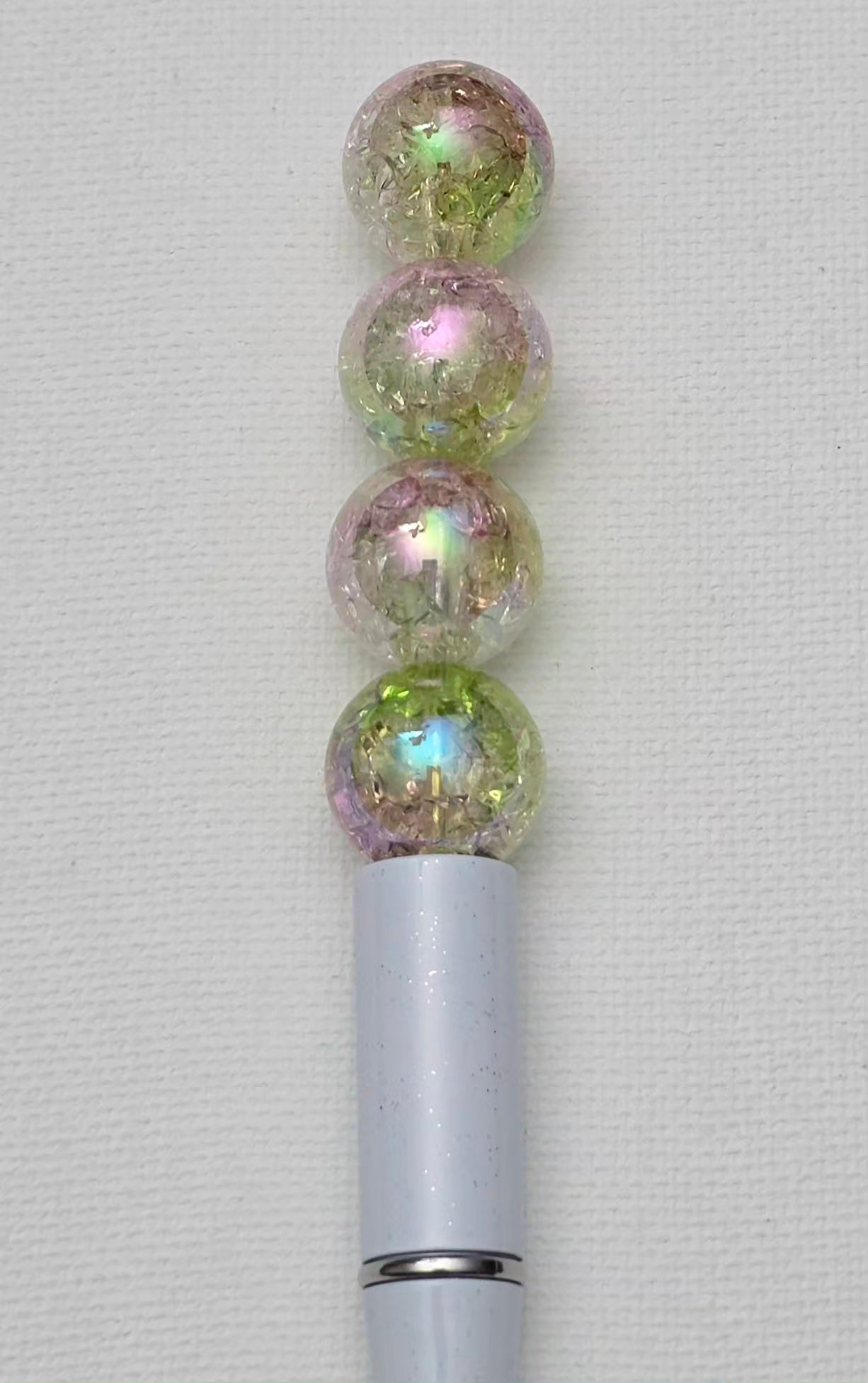 16MM Pink Green Iridescent Crackle Acrylic Beads β 5 Piece Pack