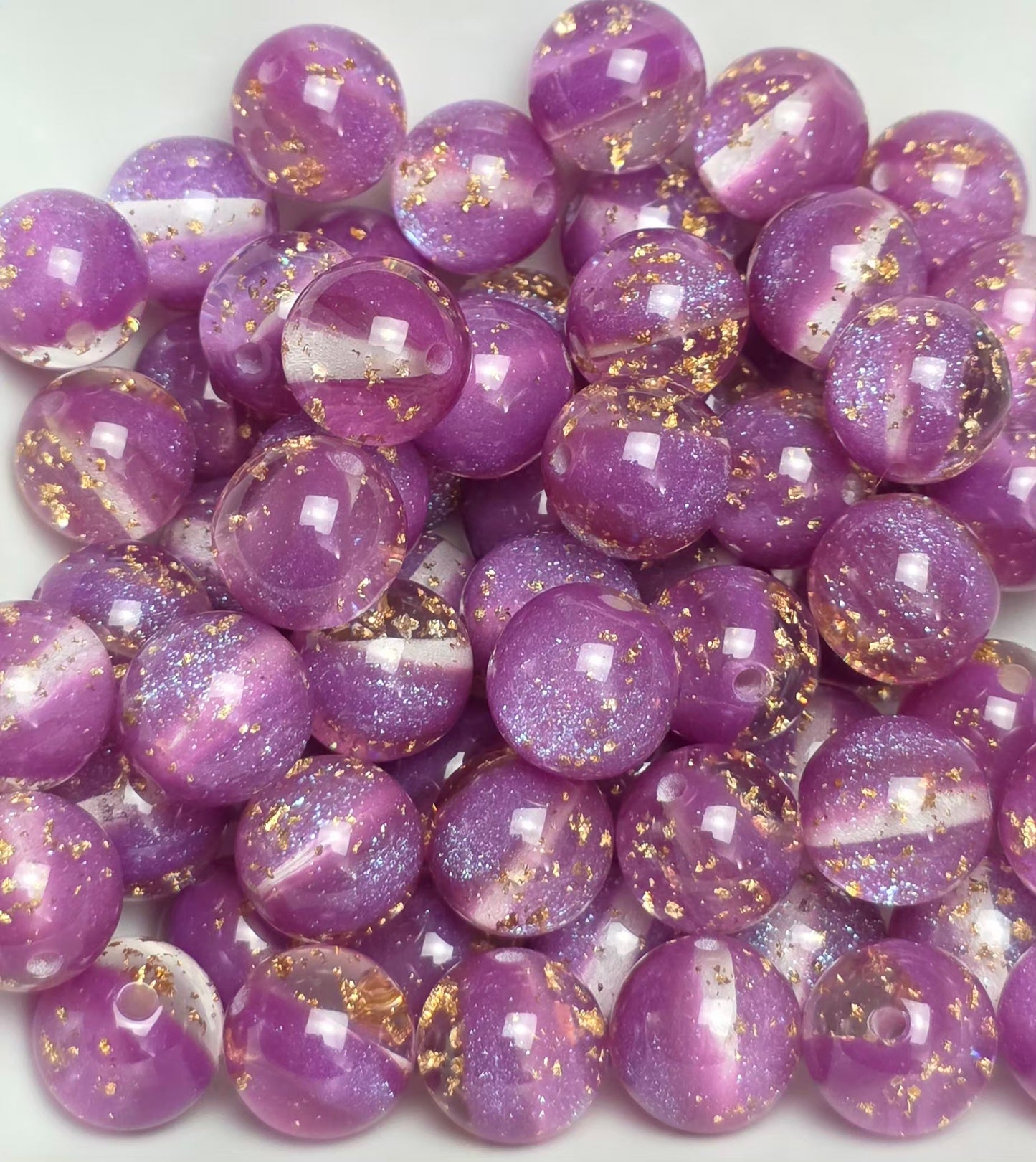 Purple Gold Foil Acrylic Beads – 16mm – 10 Pack