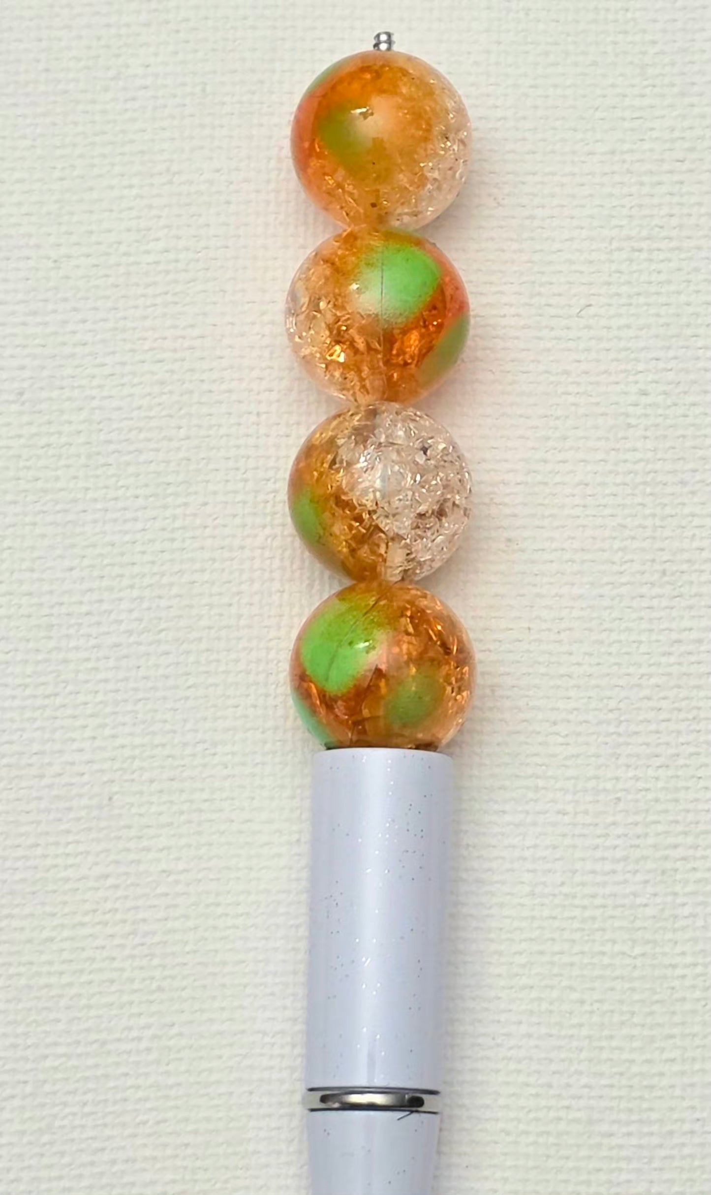 16MM Orange, Neon Green & Clear 3-Tone Acrylic Beads ā 5 Piece Pack
