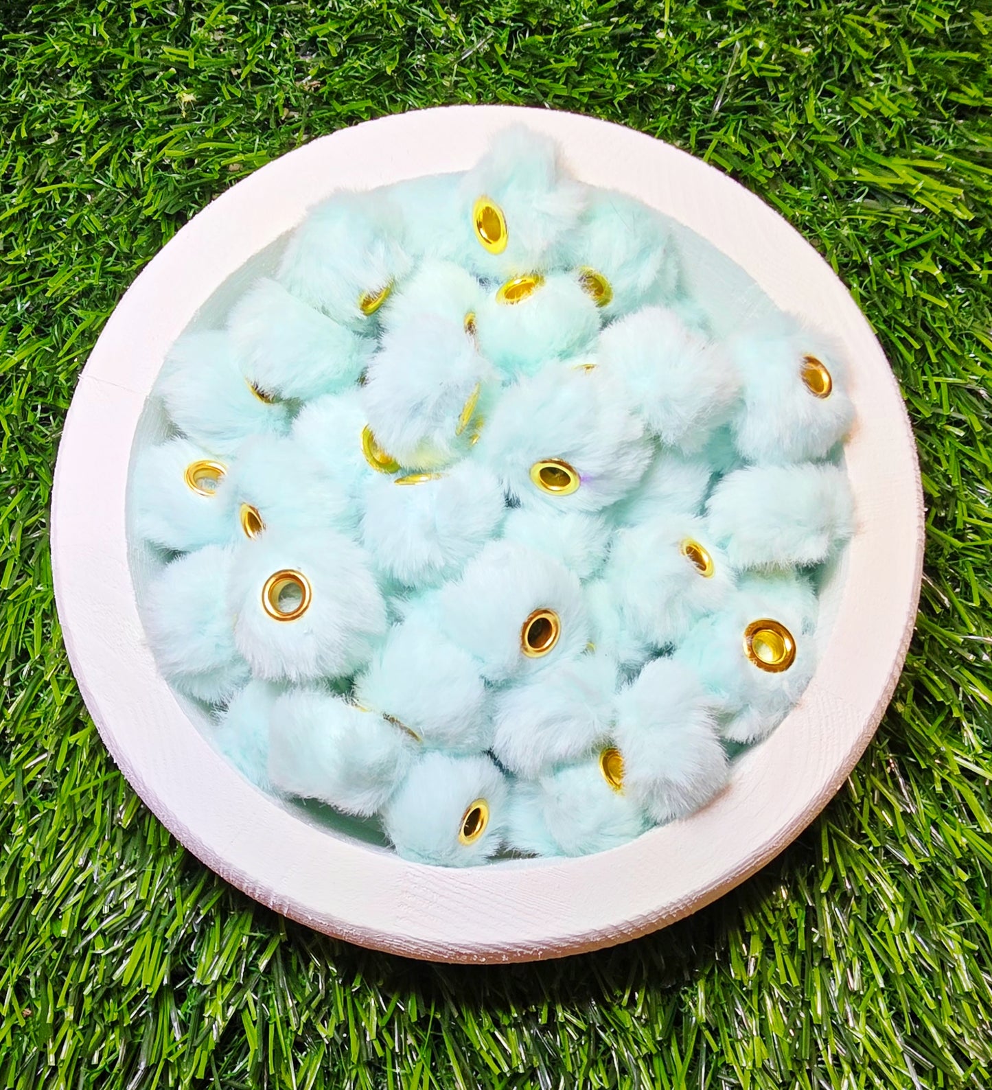 Light blue fluffy beads - fluffy spacer 20mm