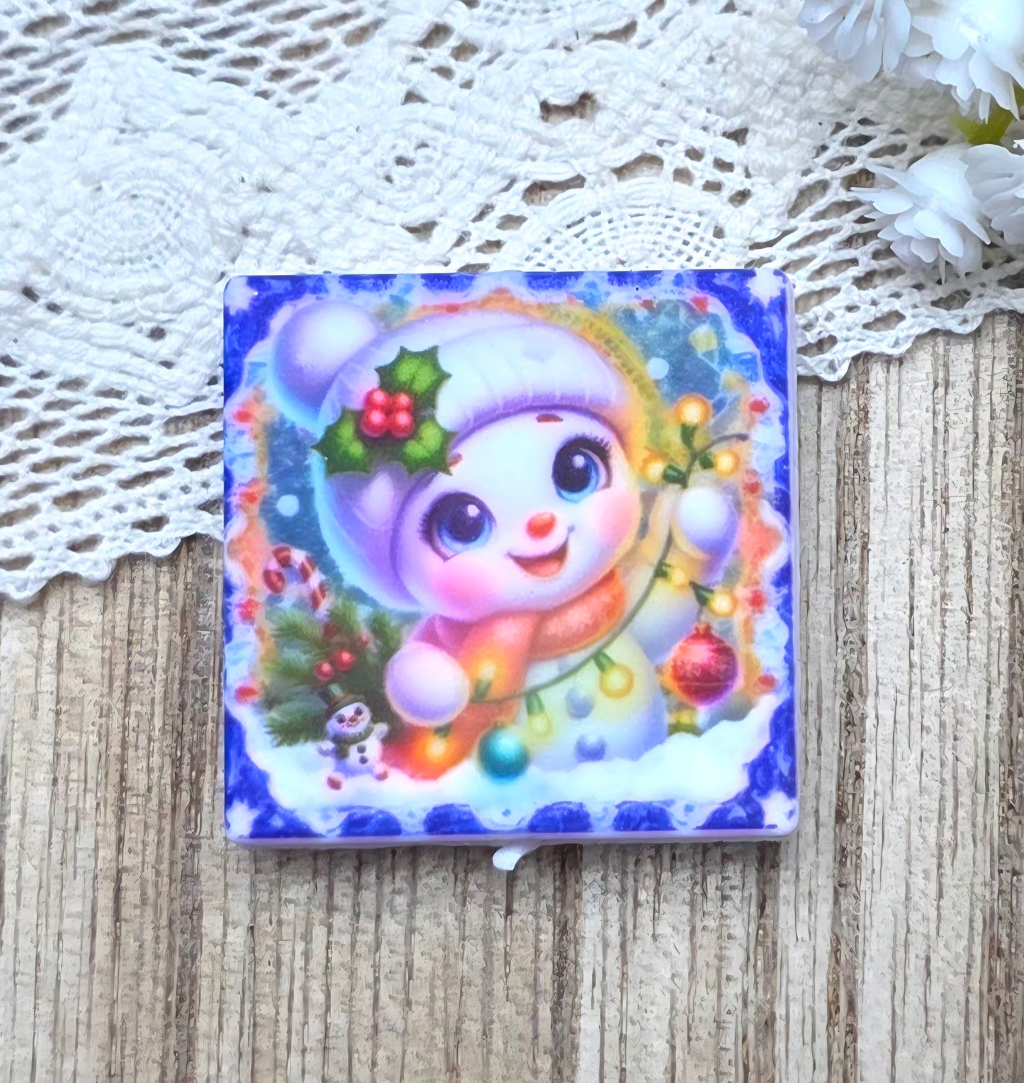 Cute Christmas Snowman Silicone Focal Bead – Winter Holiday Focal Exclusive