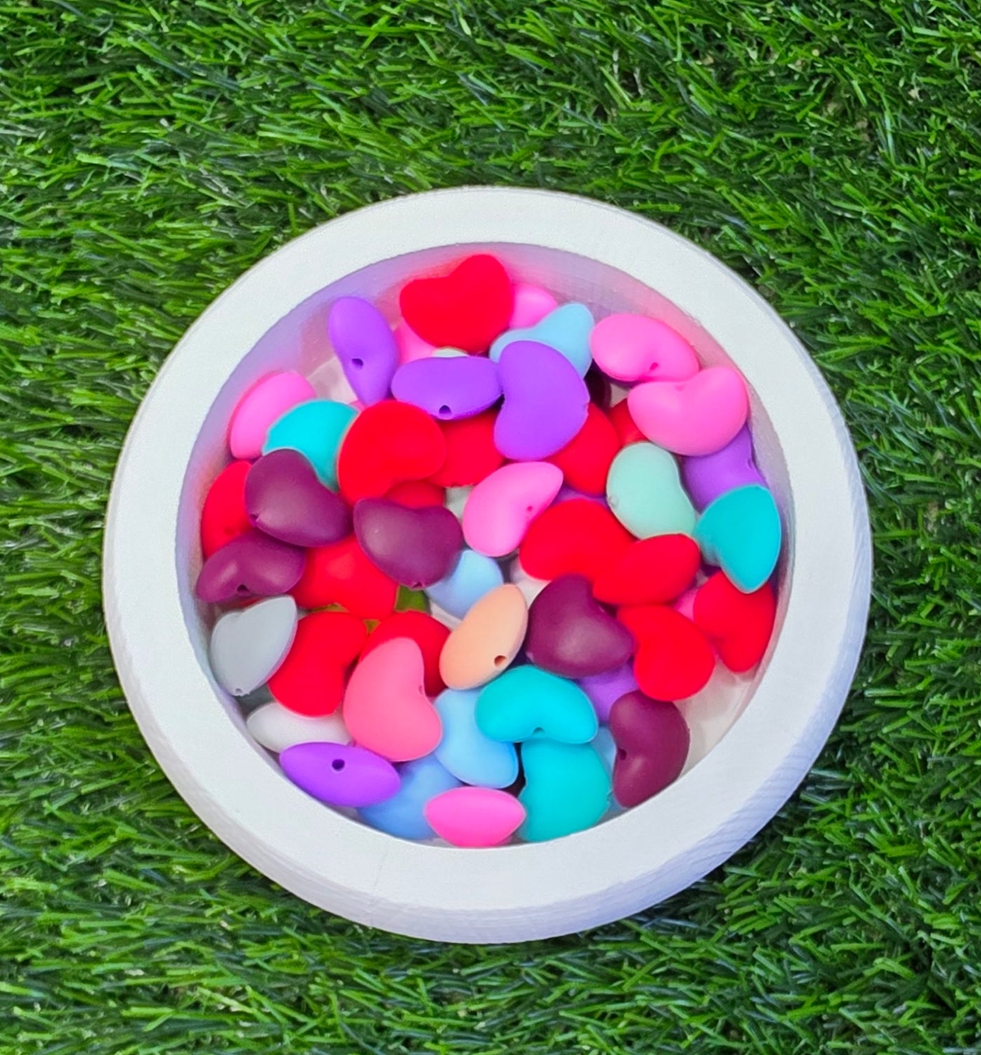 3D mixed silicone heart beads - 3pcs pack