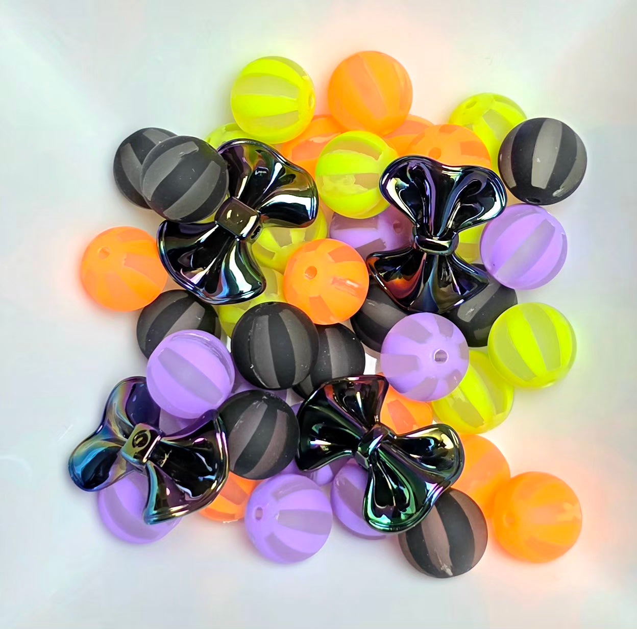 16mm Neon Halloween Curated Acrylic Bead Mix – 30–35 Beads – Reusable Box