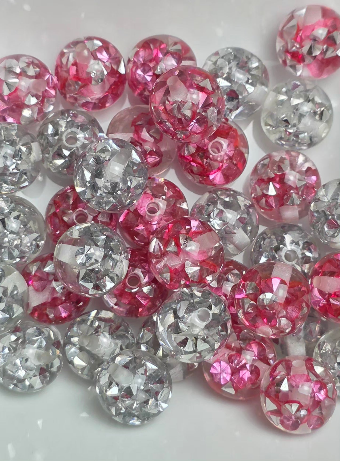 Pink Champagne — Pink & Silver — 10 beads