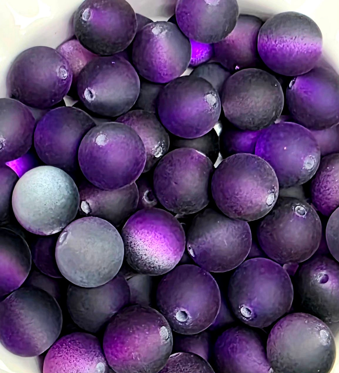 Purple & Black Frosted Acrylic Beads – 16mm – 5 Pack