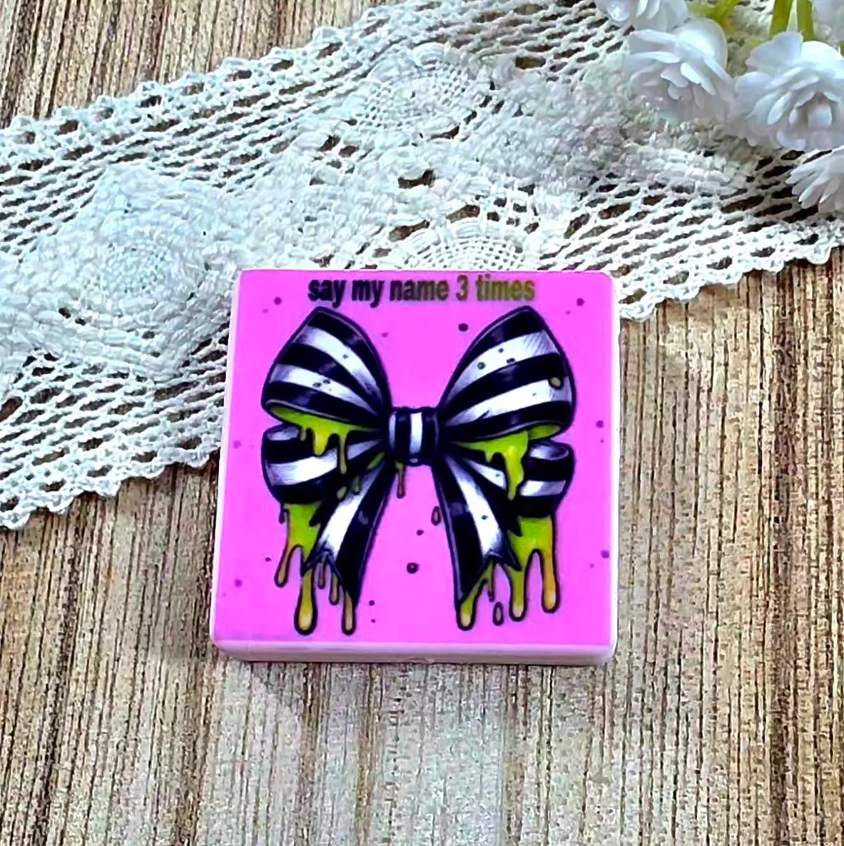Say My Name 3 Times Halloween Bow Silicone Focal Bead