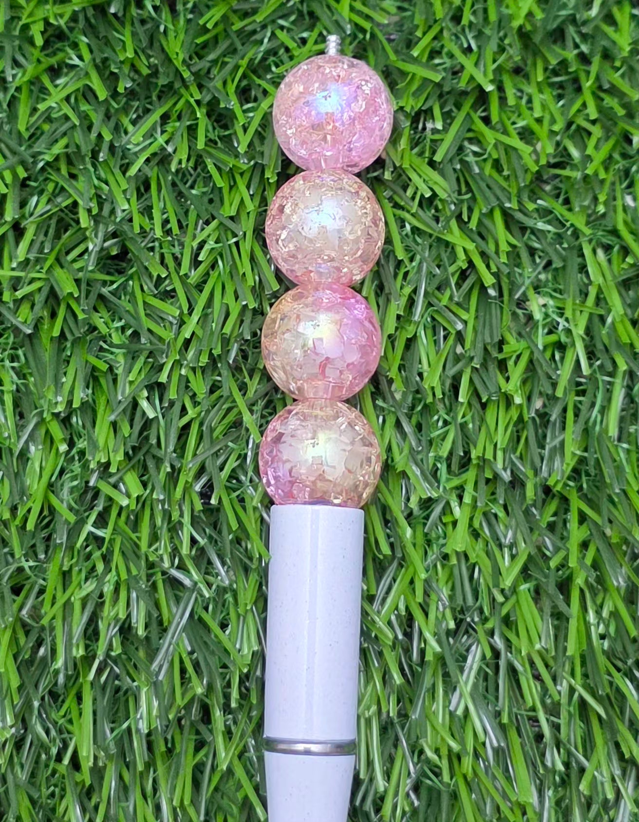 16MM Pink & Champagne Iridescent Crackle Acrylic Beads ā 5 Piece Pack