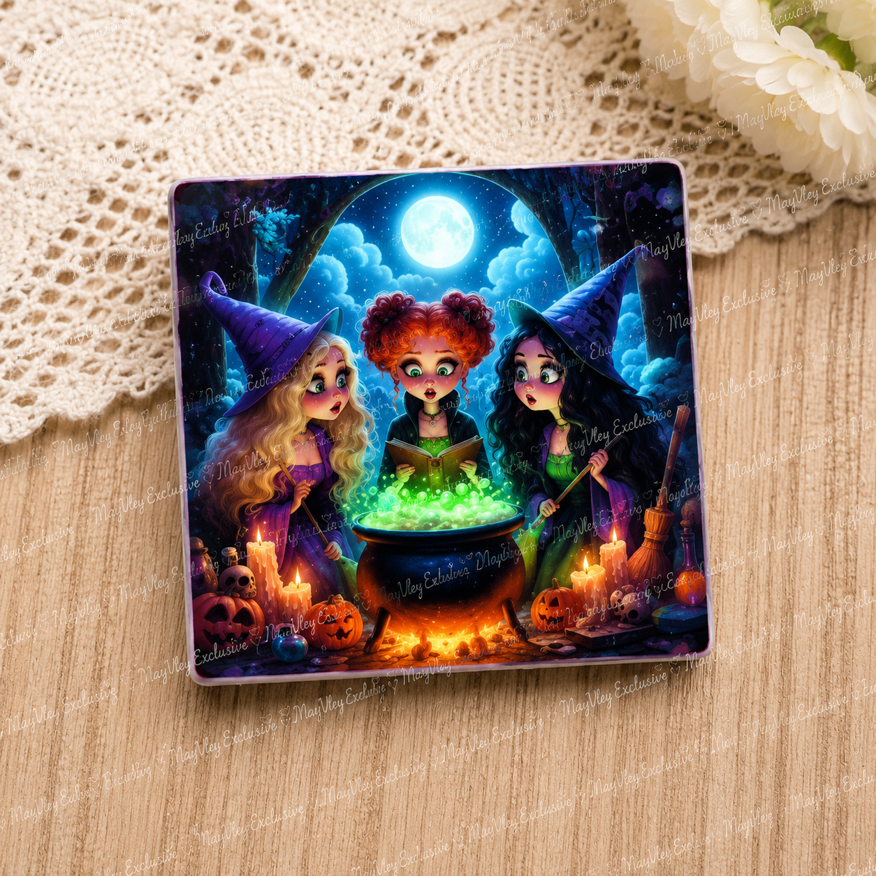 Three Moonlight Witches Exclusive Halloween Silicone Focal Bead