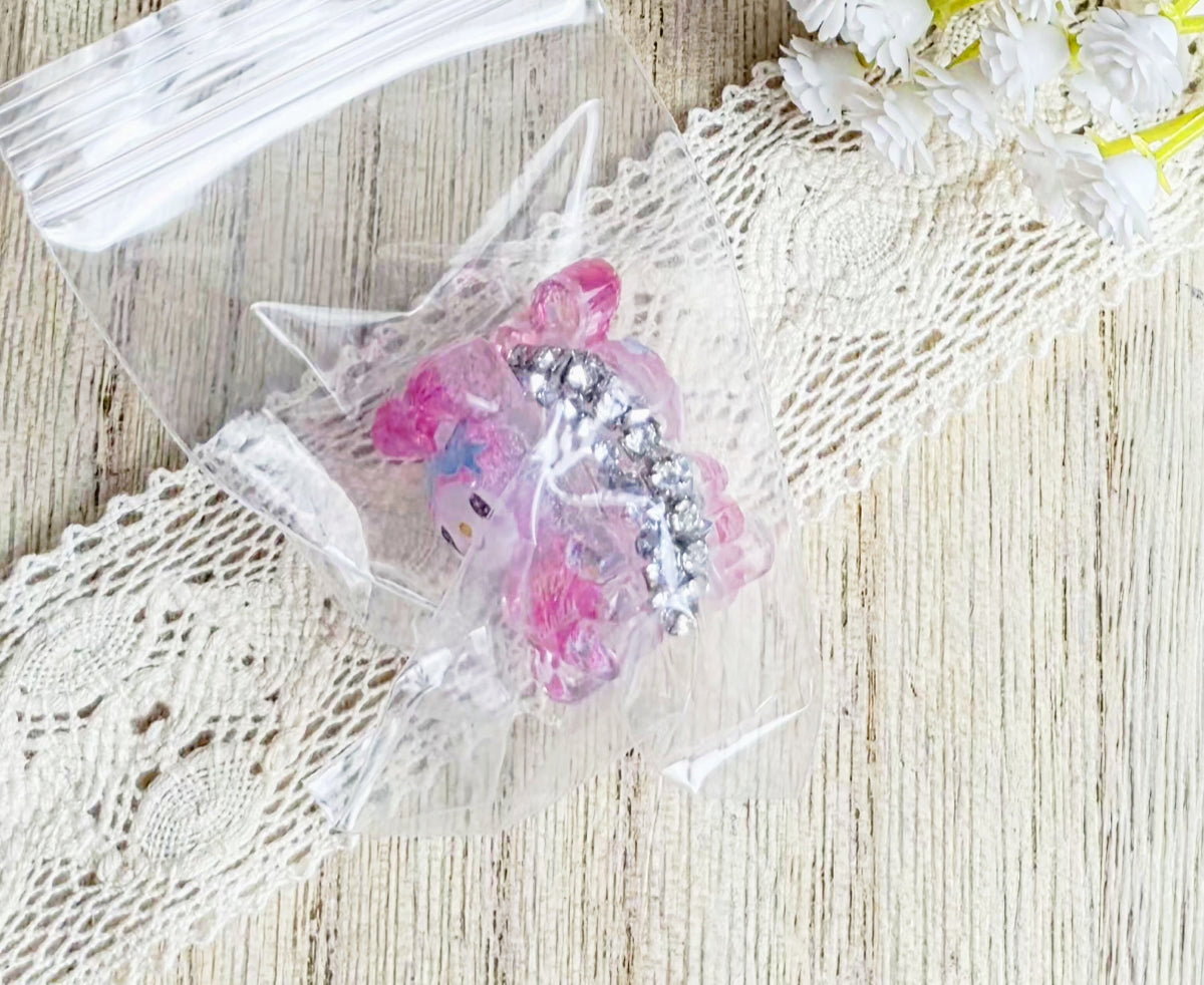 Pink Rhinestone Character Fancy Acrylic Bead