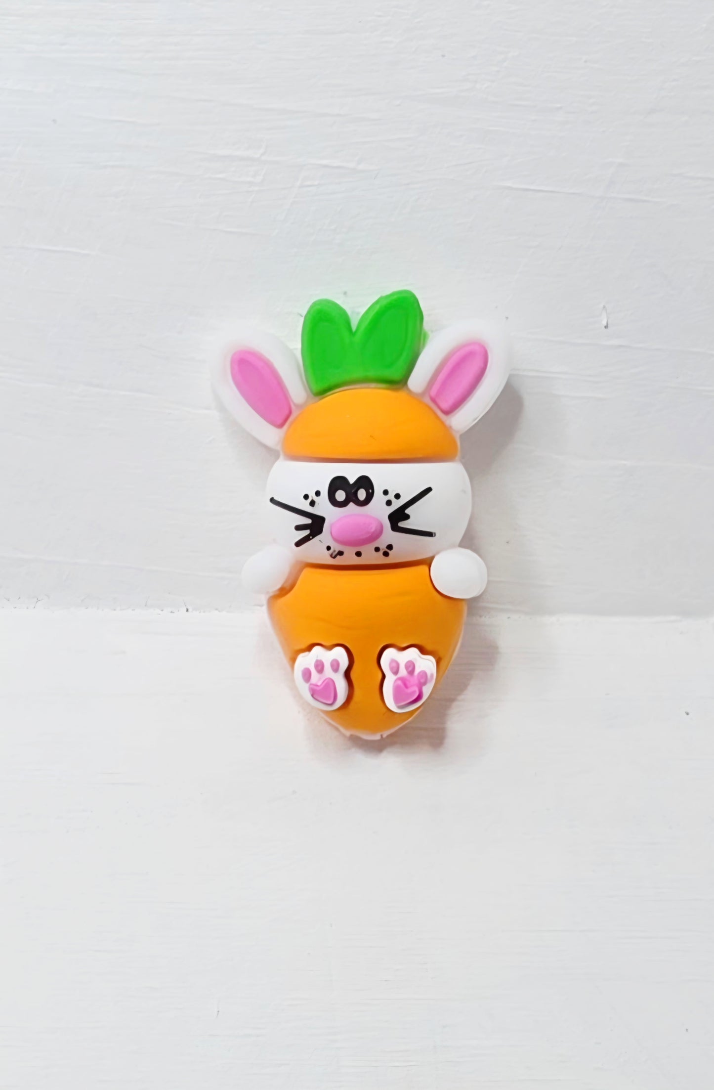 Easter Bunny in carrot silicone focal bead - A230C
