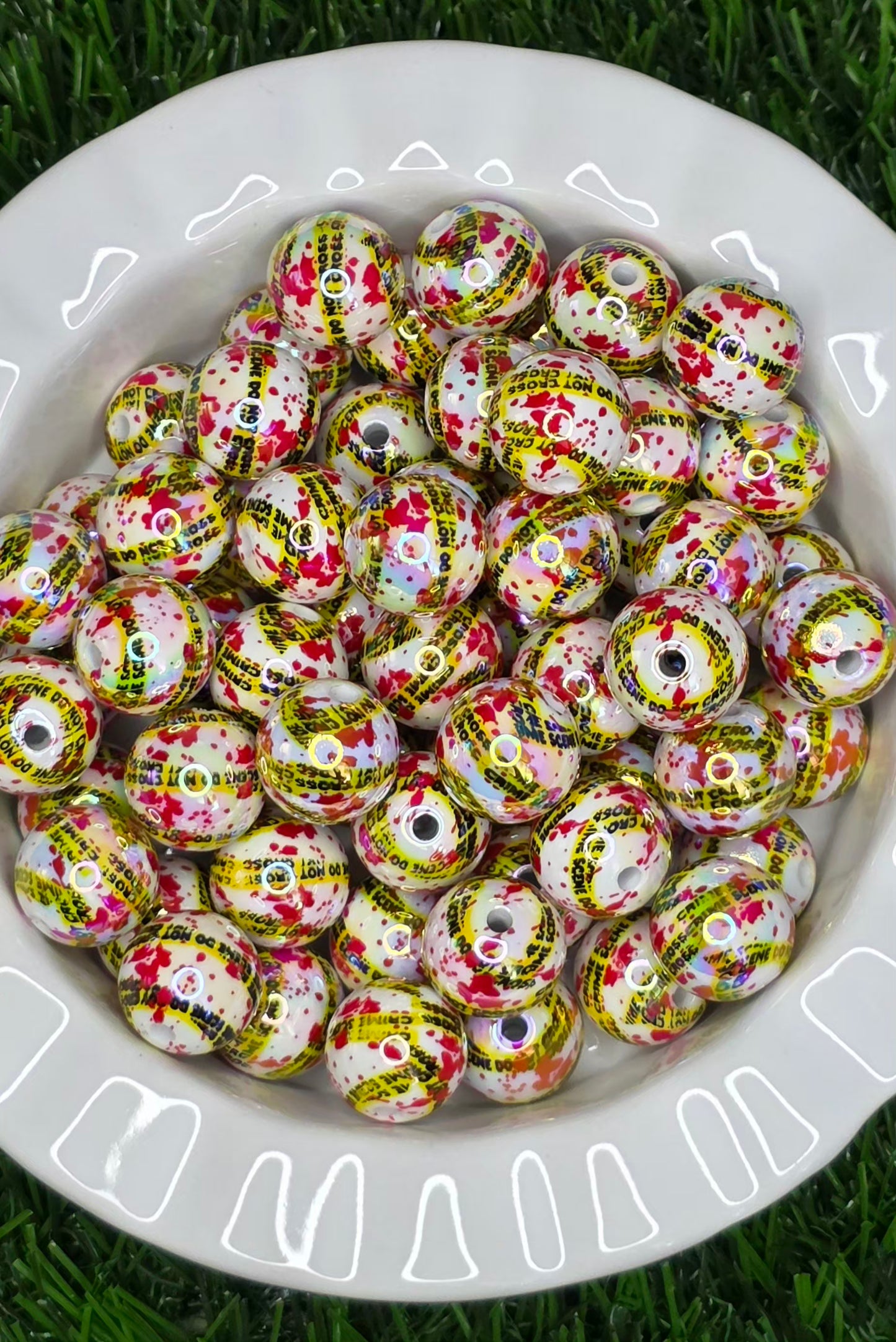 Crime Scene Bloody Splatter Acrylic Beads – 5 Pack