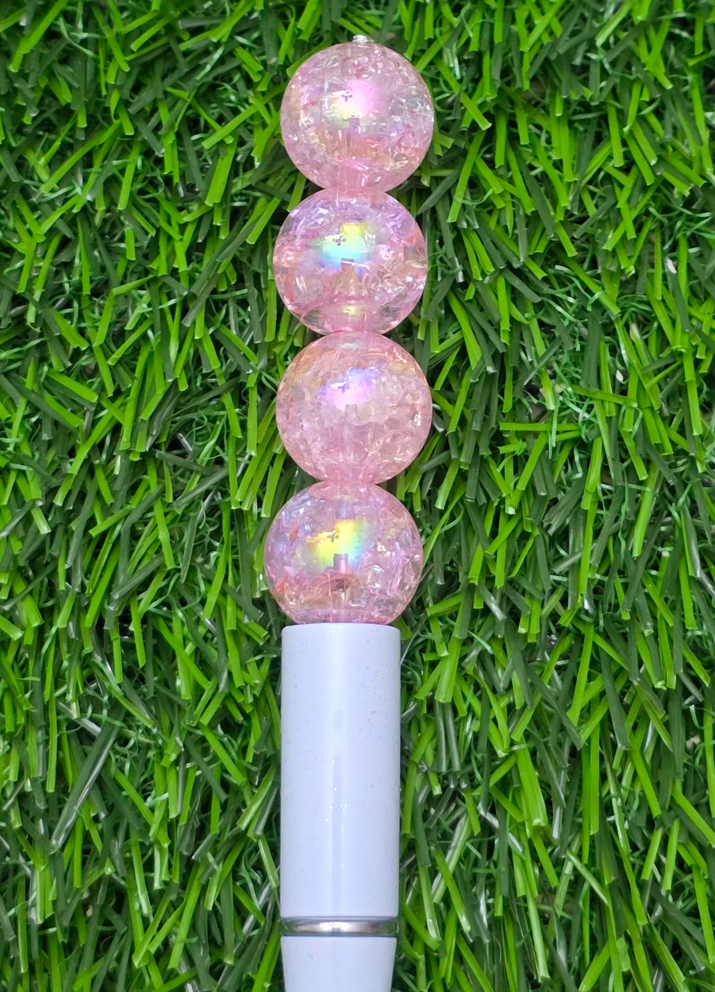 16MM Pink Iridescent Crackle Acrylic Beads ā 6 Piece Pack