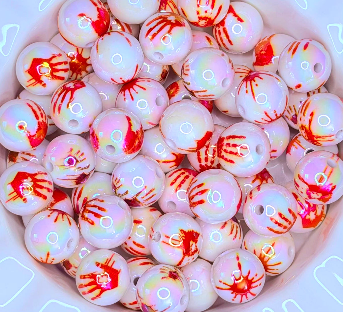 Bloody Handprint Acrylic Beads – 5 Pack