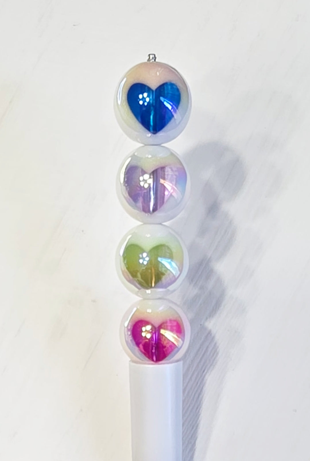 Multi color 16mm acrylic beads with clear heart center - 5 count