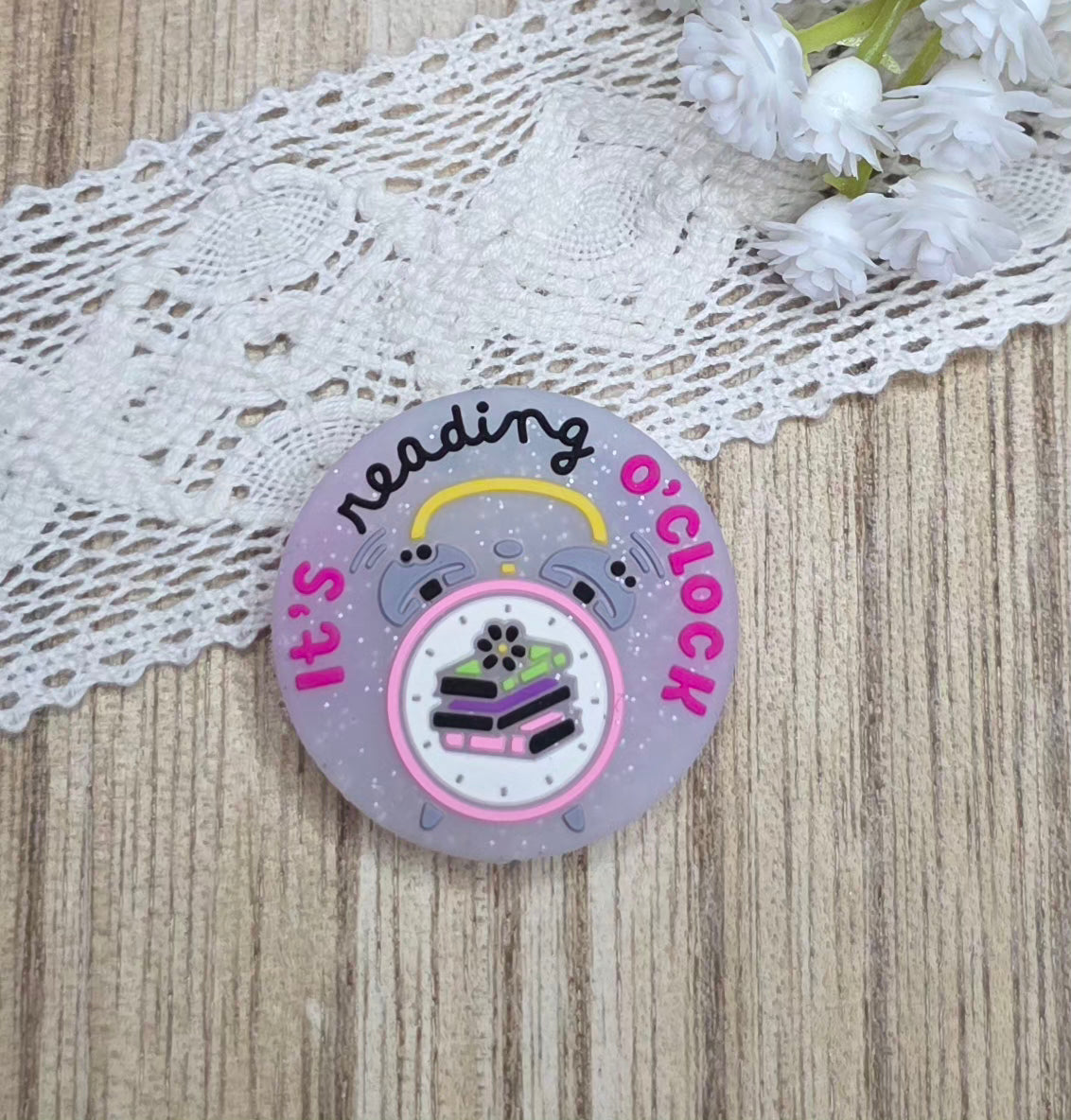 It’s Reading O’Clock Book Lover Silicone Focal Bead