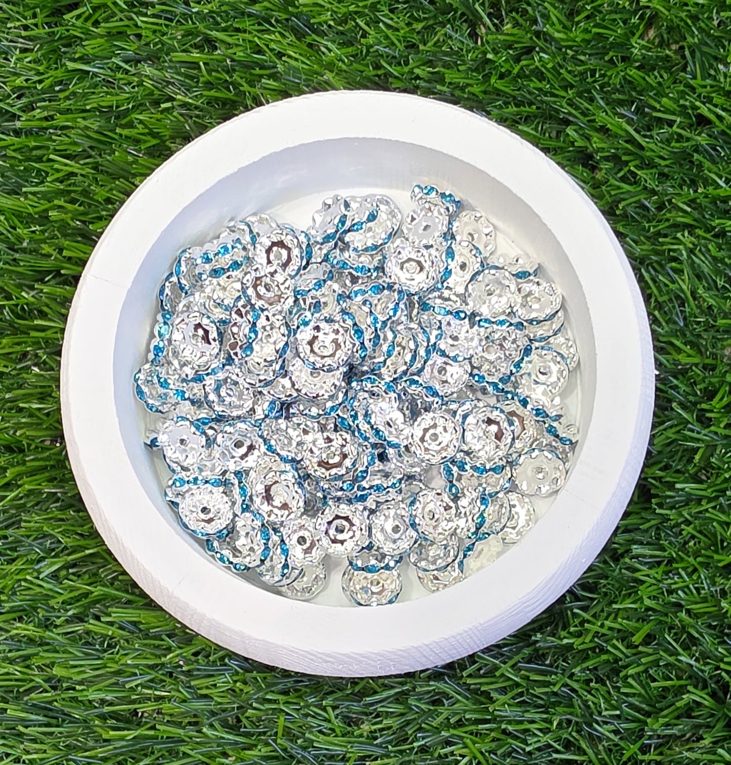 12mm blue rhinestone spacers