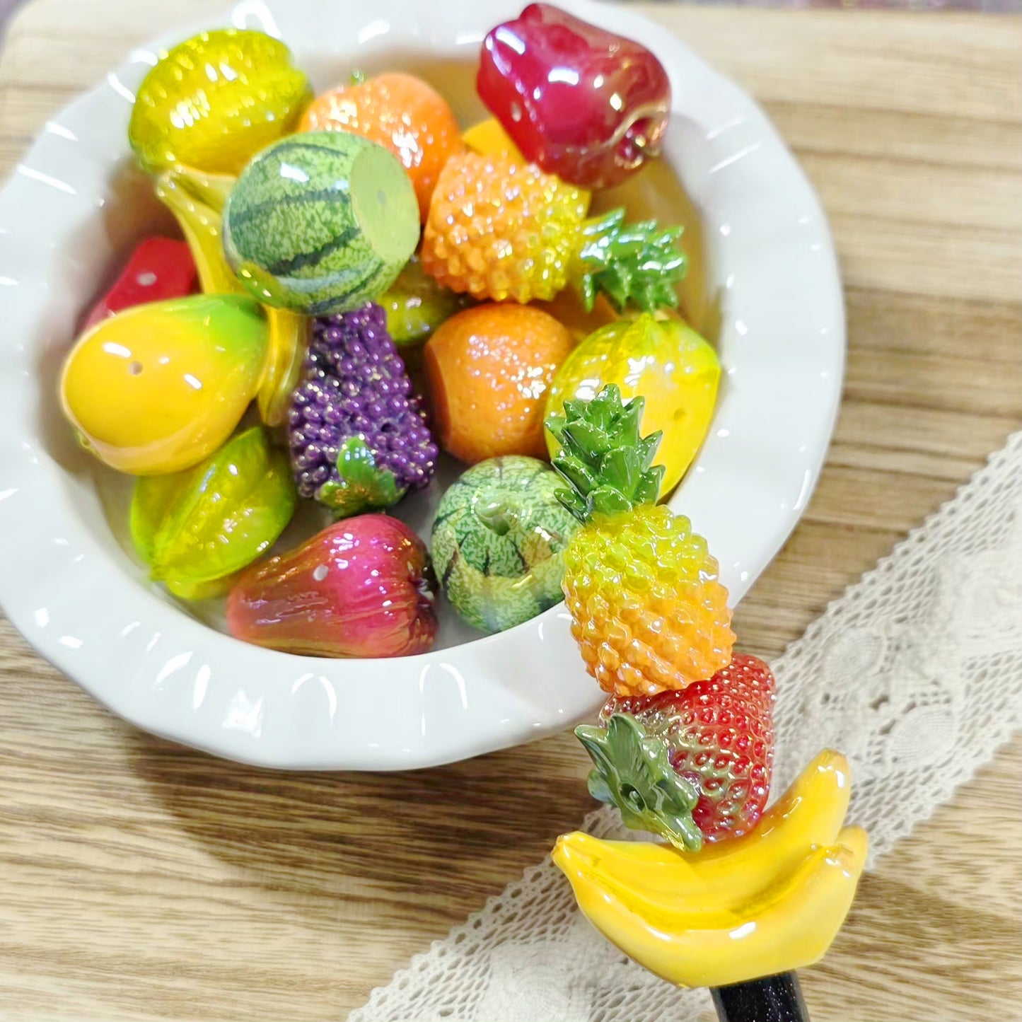 Tropical Fruit Acrylic Beads – Random 4 Pack