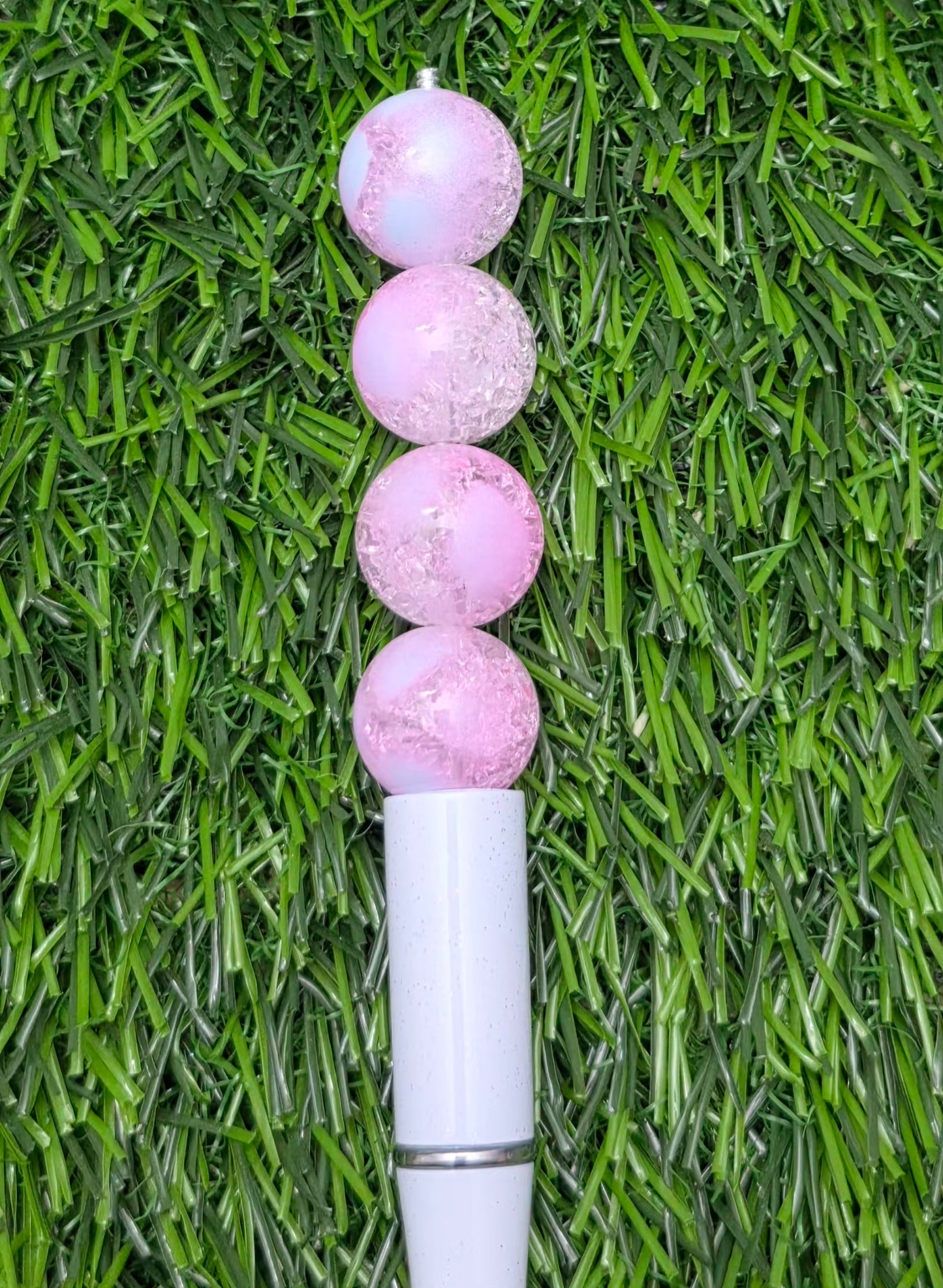 16MM Pink Clear Mixed Finish Crackle Acrylic Beads ā 5 Piece Pack