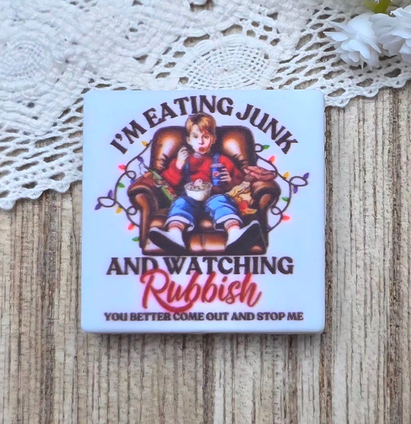 “I’m Eating Junk and Watching Rubbish” Christmas Movie Silicone Focal Bead Exclusive