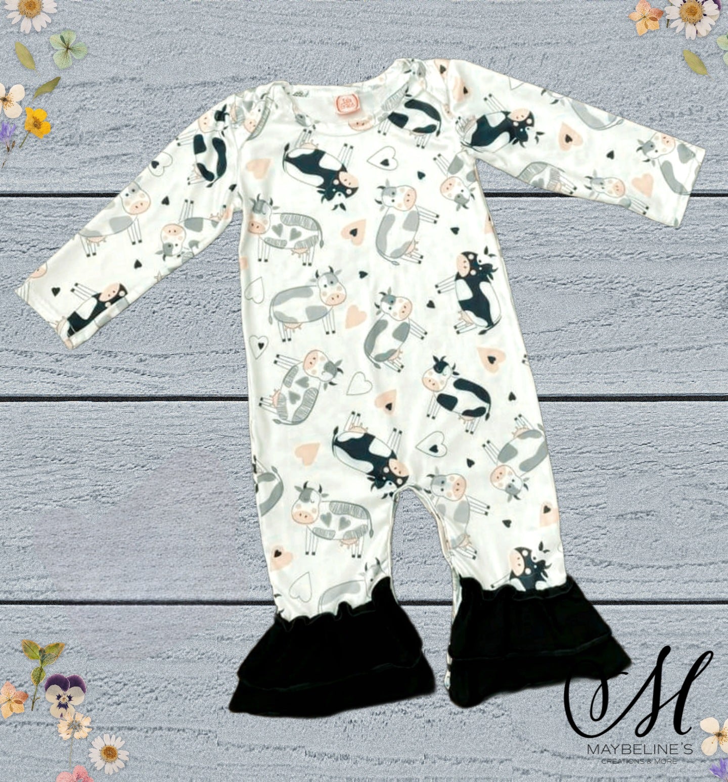 Black & White Mow cow romper