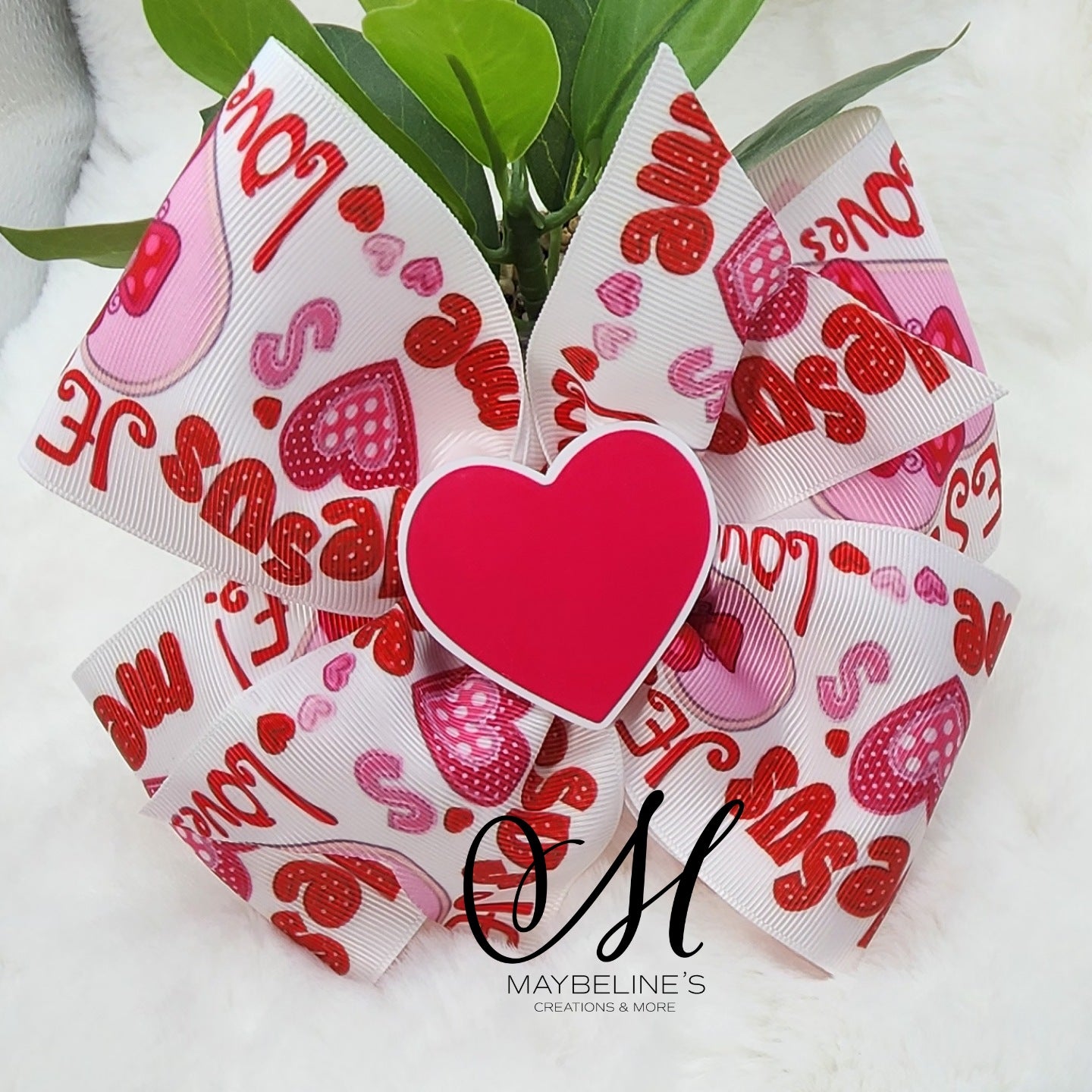 Jesus loves me hair bow