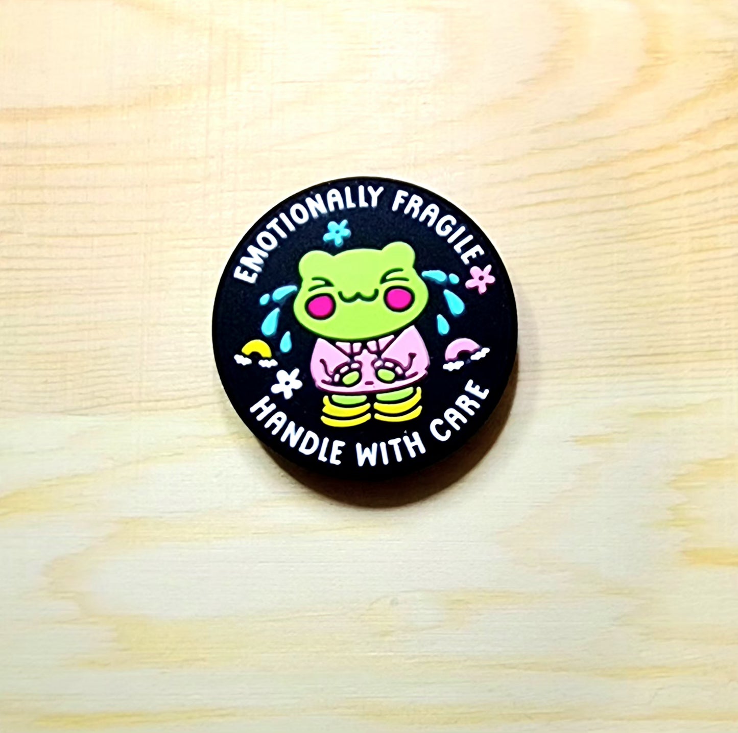 Emotionally Fragile Handle with care - silicone focal bead - frog focal bead - A23