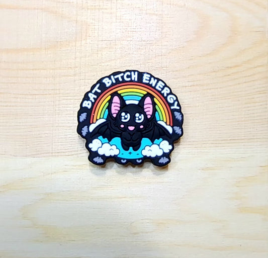 Bat Bitc* Energy - Bat and Rainbow focal bead - silicone focal bead - A31