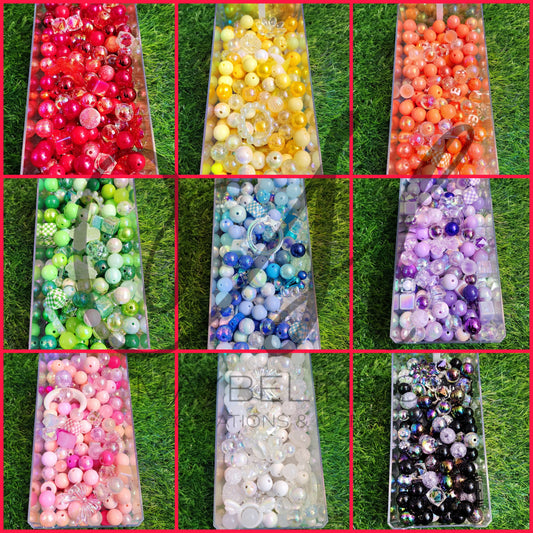 Mix acrylic beads in many different colors and sizes