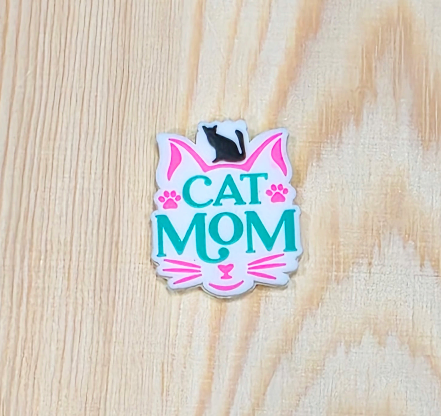 Cat mom silicone focal bead - A185A