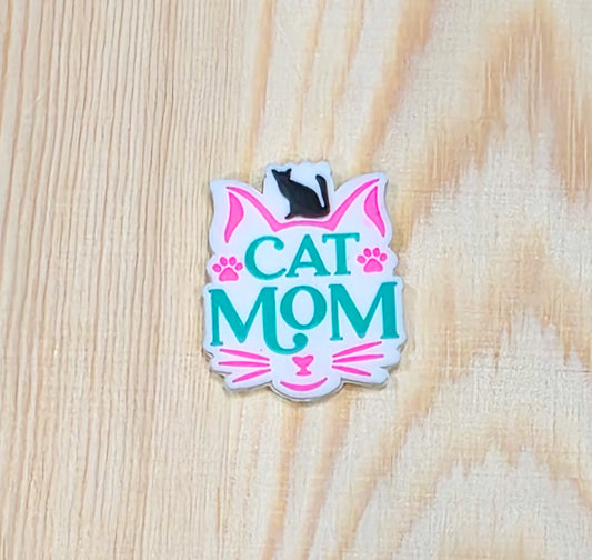 Cat mom silicone focal bead - A185A