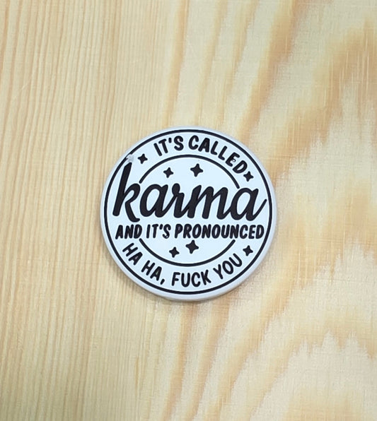 It's called Karma and it's pronounced ha ha F you silicone focal bead - A136