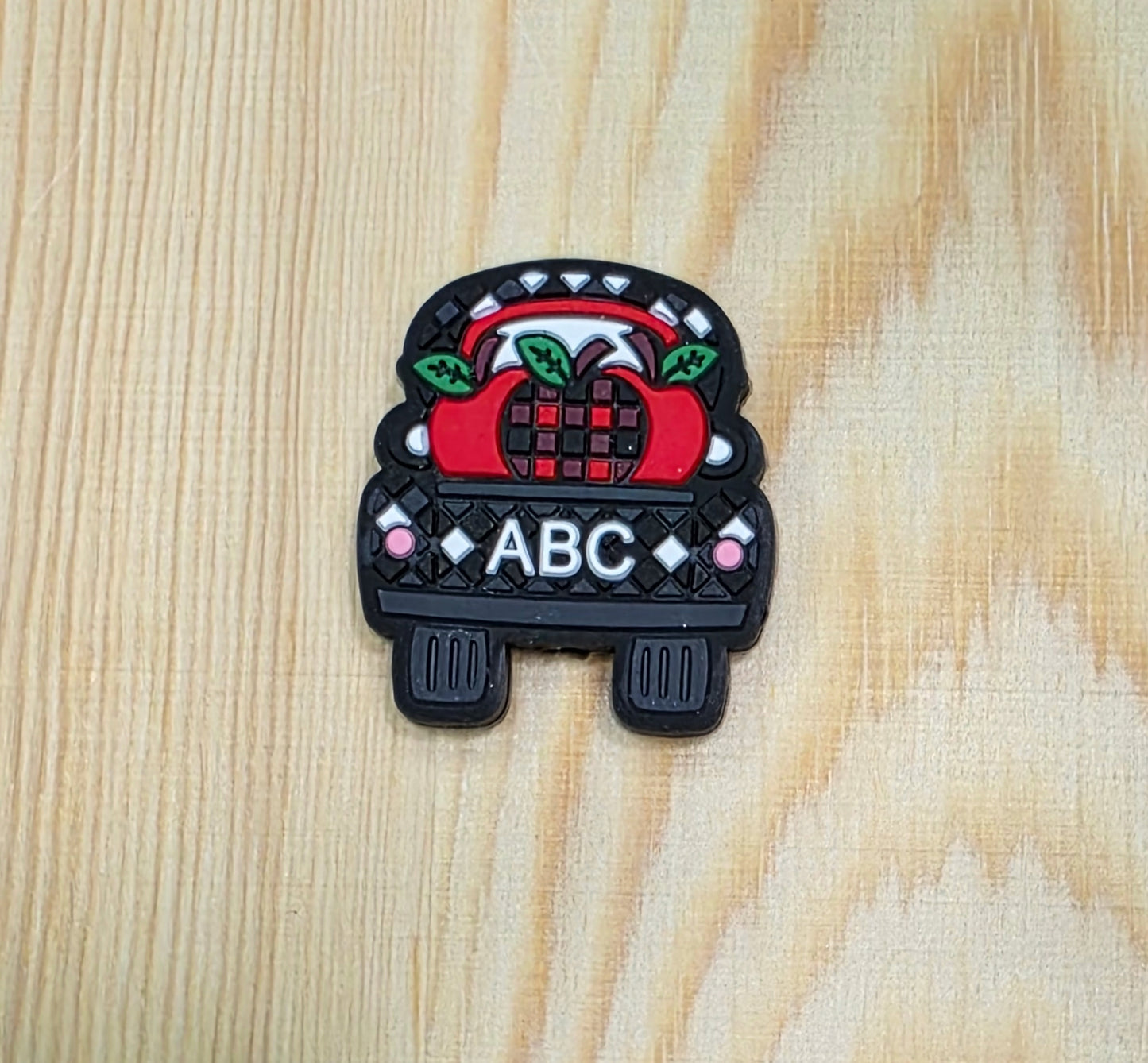 ABC truck apple silicone focal bead - school silicone focal bead - A181A