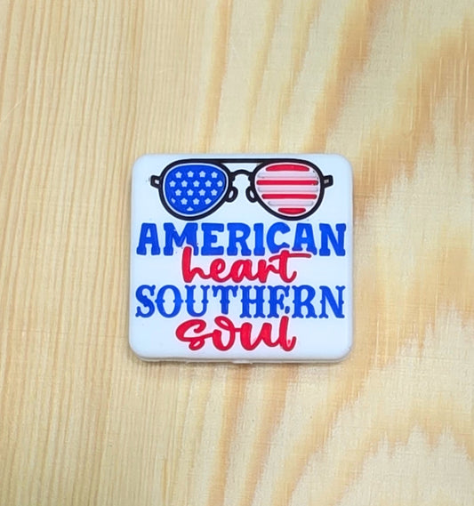 American heart southern soul silicone focal bead -A183b