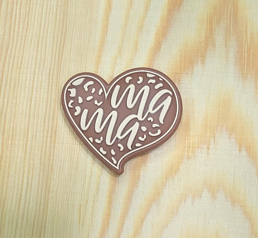 MAMA heart silicone focal bead - A137b